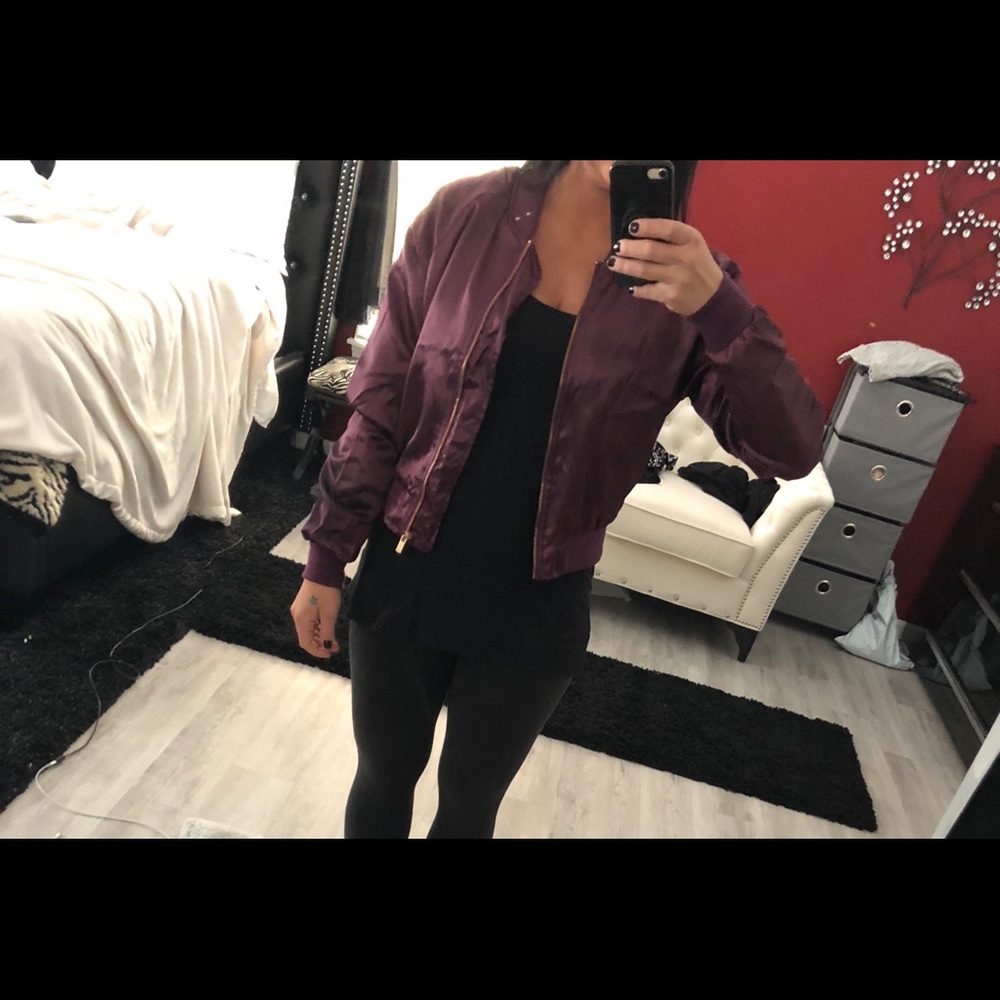 Satin cropped bomber jacket - Picture 5 of 7